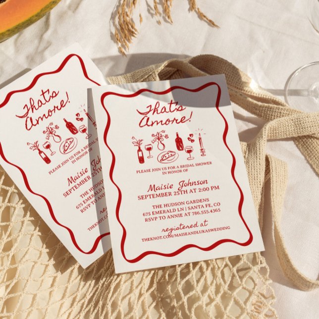 That's Amore Italian Wavy Border Bridal Shower Invitation (Creator Uploaded)
