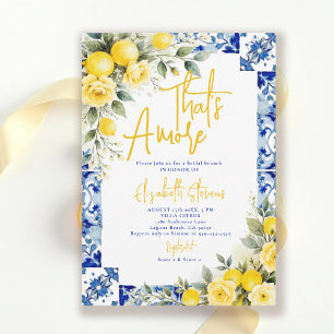 That's Amore Lemon and Blue Floral Bridal Shower  Invitation