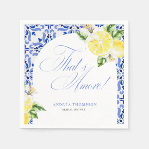 That's Amore Lemon Italian Blue Tile Bridal Shower Napkin