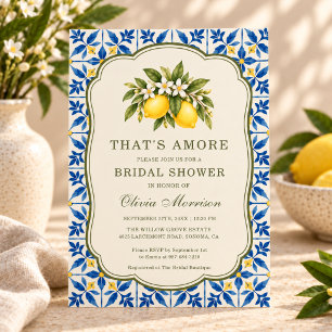 That's Amore Lemon Italian Tile Bridal Shower Invitation