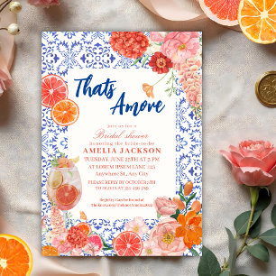 Thats amore mediterranean blue tiles bridal shower invitation