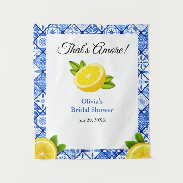 That's Amore Mediterranean Bridal Shower Backdrop  Tapestry (Front)