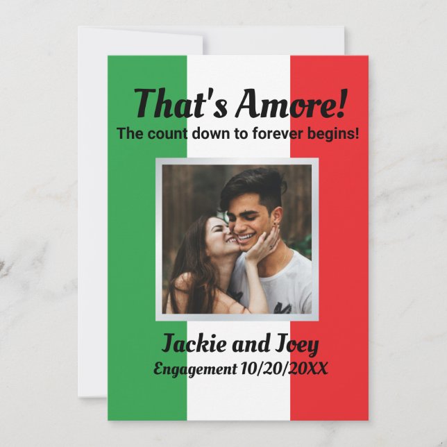 That's Amore! Personalized Photo Italian Flag Save The Date (Front)