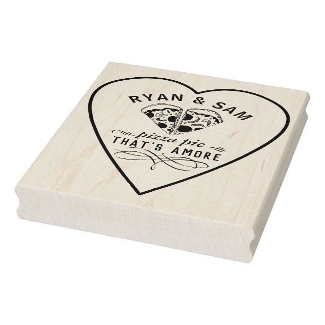 That's Amore Pizza for Couples Engagement Rubber Stamp (Stamp)