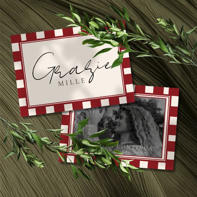 That's Amore Red Checkered Bridal Shower  Thank You Card (Thank guests from your Italian Bridal Shower with this That's Amore Red Checkered Card!)