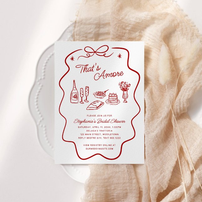 That's Amore Red Doodle Frame, Blank Back Shower Invitation (Creator Uploaded)