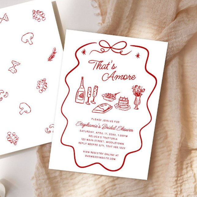 That's Amore Red Doodle Frame Bridal Shower Invitation (Creator Uploaded)