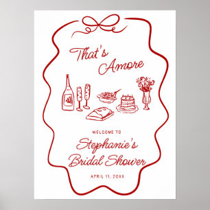 That's Amore Red Doodle Frame Welcome  Poster