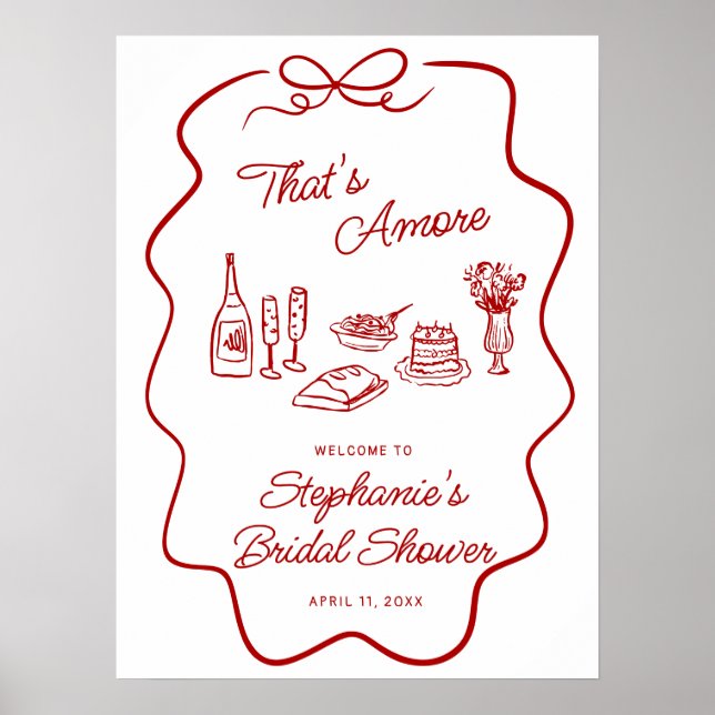 That's Amore Red Doodle Frame Welcome  Poster (Front)