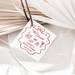 That's Amore, Red Doodle Personalized Shower Favour Tags