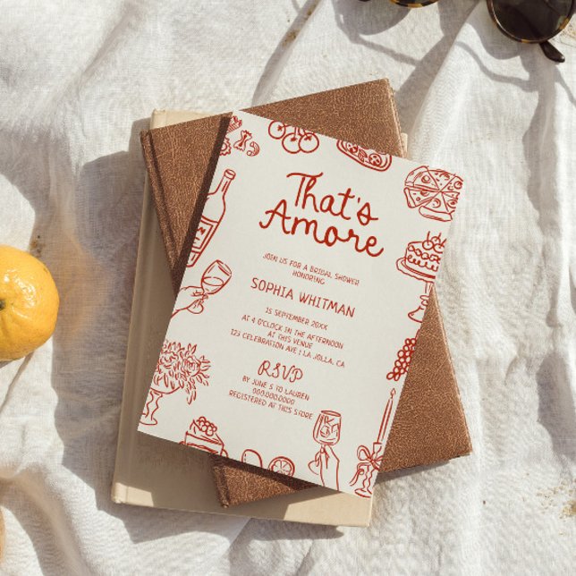 That's Amore Red Illustrated Bridal Shower Invitation (Creator Uploaded)