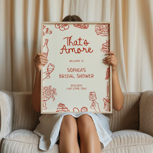 That's Amore Red Illustrated Bridal Shower Poster