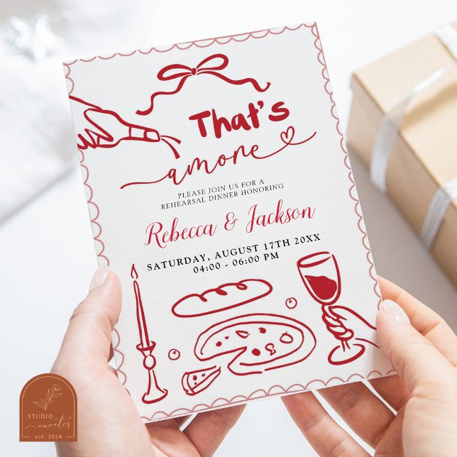 That's Amore Red Italian Pizza Rehearsal Dinner Invitation (Creator Uploaded)