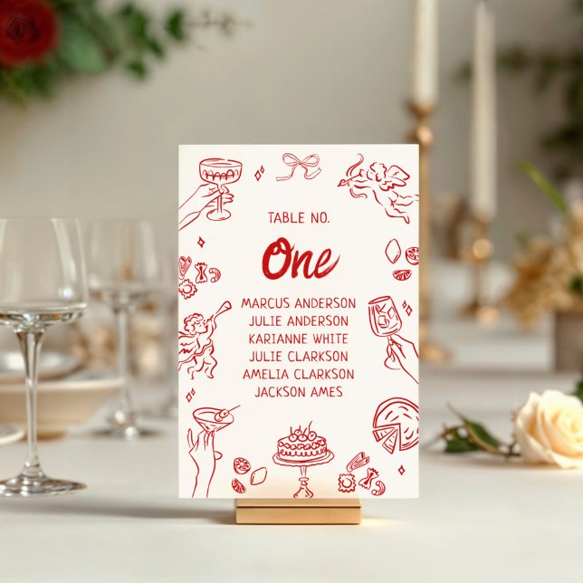 That's Amore! Red Italian Wedding Table Number (Creator Uploaded)