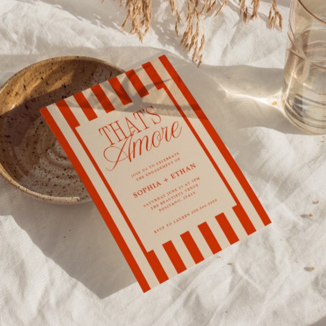 That's Amore Red Stripes Engagement Party Invitation (Creator Uploaded)