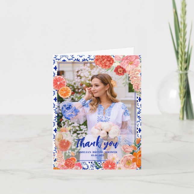That's Amore Spritz Mediterranean Bridal Shower  Thank You Card (Front)