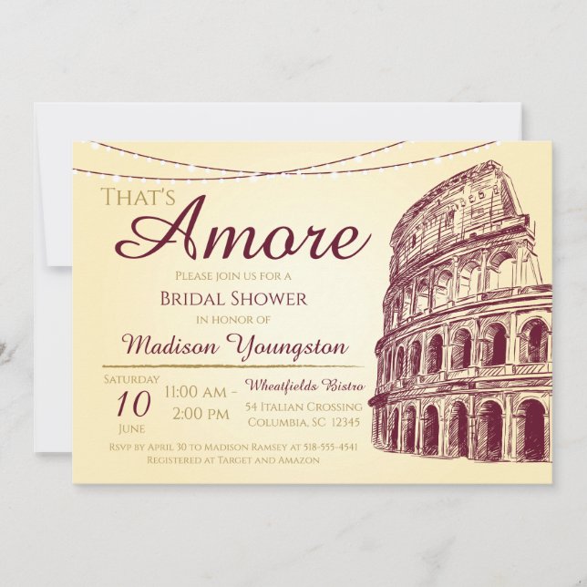 That's Amore Vintage Italian Bridal Shower Invitation (Front)
