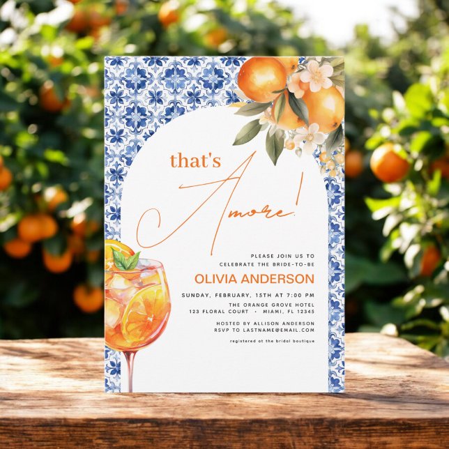 That's Amore Watercolor Spritz Bridal Shower Invitation (Creator Uploaded)