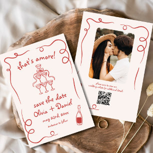 That's Amore Whimsical Hand Drawn Photo QR Code Save The Date