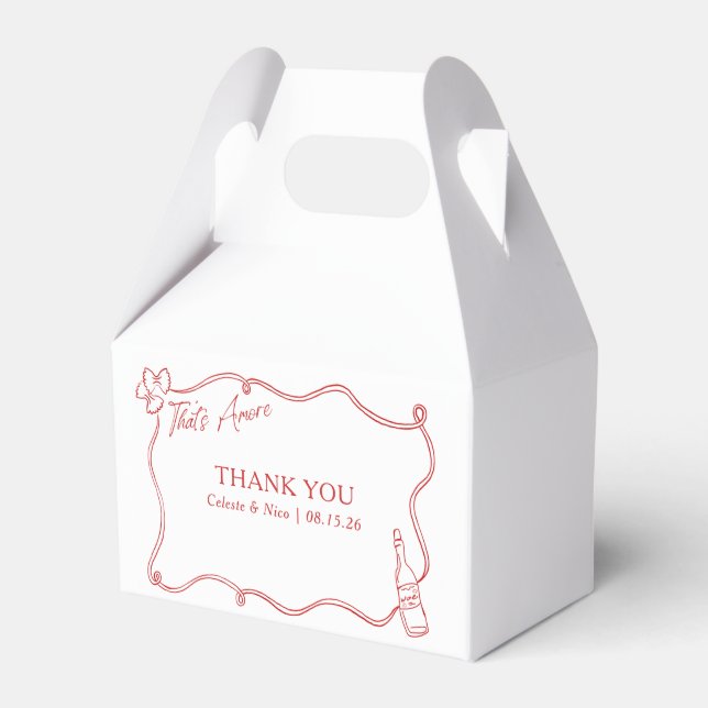 That's Amore Whimsical Hand Drawn Wedding Favor Box (Front Side)