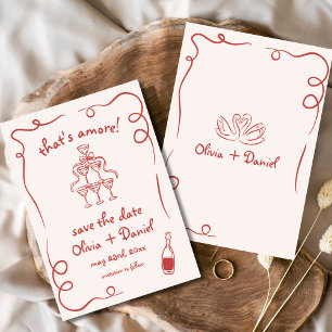 That's Amore Whimsical Hand Drawn Wedding Save The Date