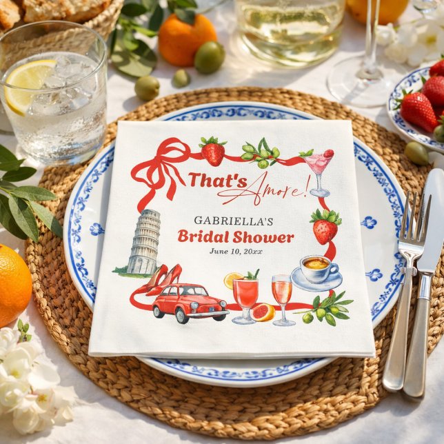 That's Amore Whimsical Italian Bridal Shower Napkin (Creator Uploaded)