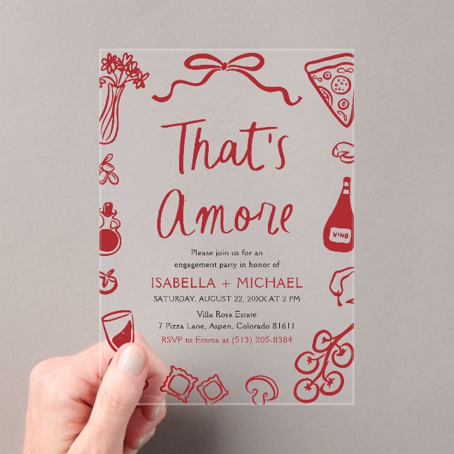 That's Amore Whimsical Italian Engagement Party Acrylic Invitations (Insitu (Handheld))