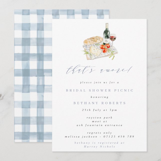 That's Amore Wine & Cheese Bridal Shower Picnic Invitation (Front/Back)