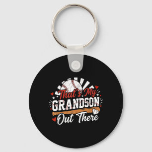Thats Grandson Out There Women Baseball Grandma 1 Keychain
