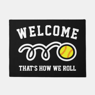 That's how we roll funny softball sign welcome doormat