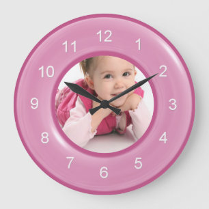 That's My Girl Shiny Pink Ring Custom Photo Large Clock