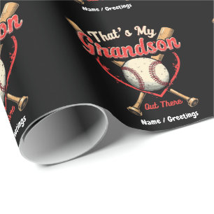 Thats My Grandson Out There Baseball Grandma Funny Wrapping Paper