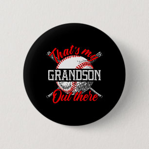 That's My Grandson Out There Baseball Grandma Moth 2 Inch Round Button