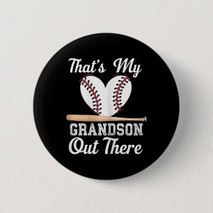 That's My Grandson Out There Baseball Grandma Moth 2 Inch Round Button