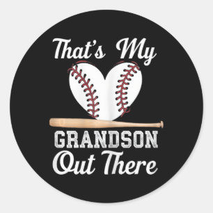 That's My Grandson Out There Baseball Grandma Moth Classic Round Sticker
