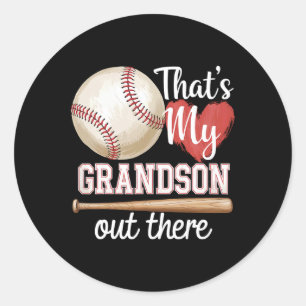 That's My Grandson Out There Baseball Grandma Moth Classic Round Sticker