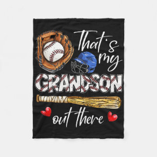 That's My Grandson Out There Baseball Grandma Moth Fleece Blanket