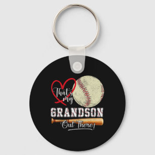 That's My Grandson Out There Baseball Grandma Moth Keychain