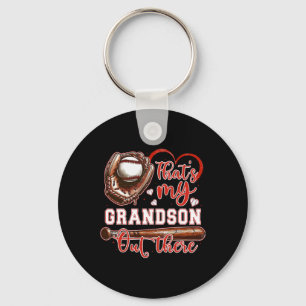 That's My Grandson Out There Baseball Grandma Moth Keychain