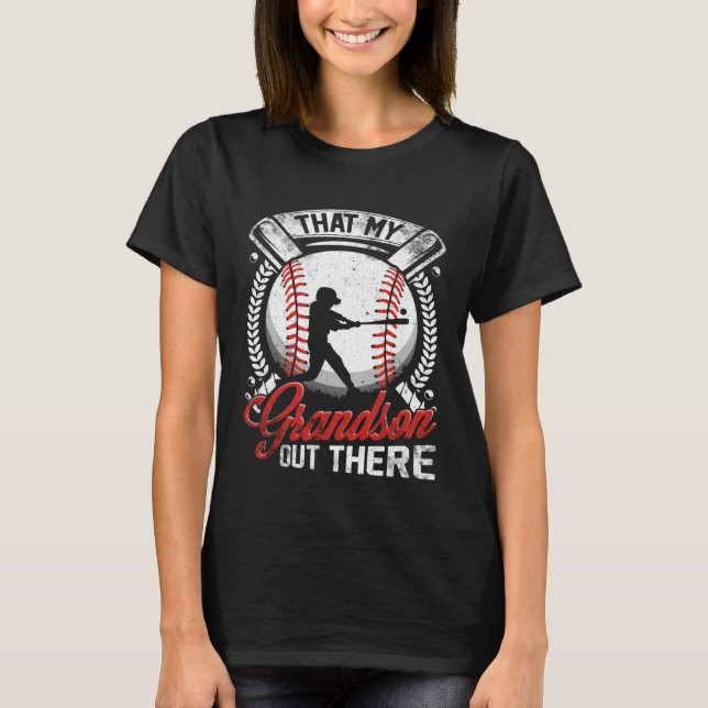 That's My Grandson Out There Baseball Grandma Moth T-Shirt (Front)