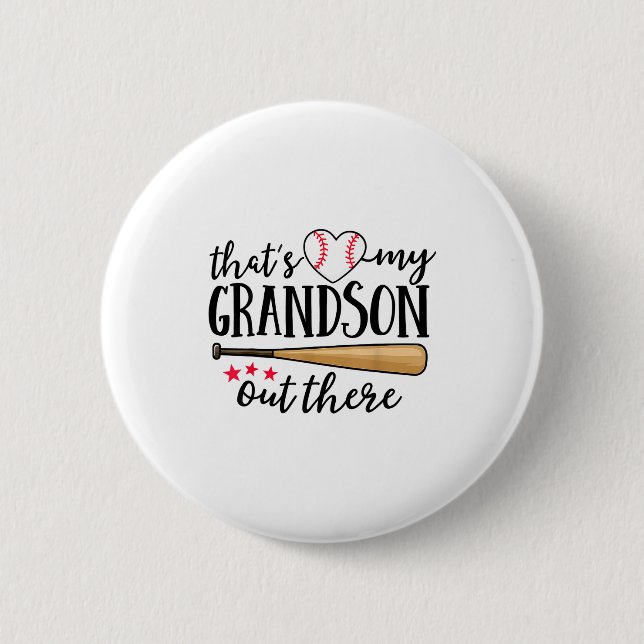 That's My Grandson Out There Baseball Grandma Squa 2 Inch Round Button (Front)