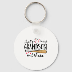 That's My Grandson Out There Baseball Grandma Squa Keychain