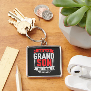 That's My Grandson Out There Baseball Keychain