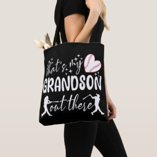 That's My Grandson Out There Funny Grandma Tote Bag