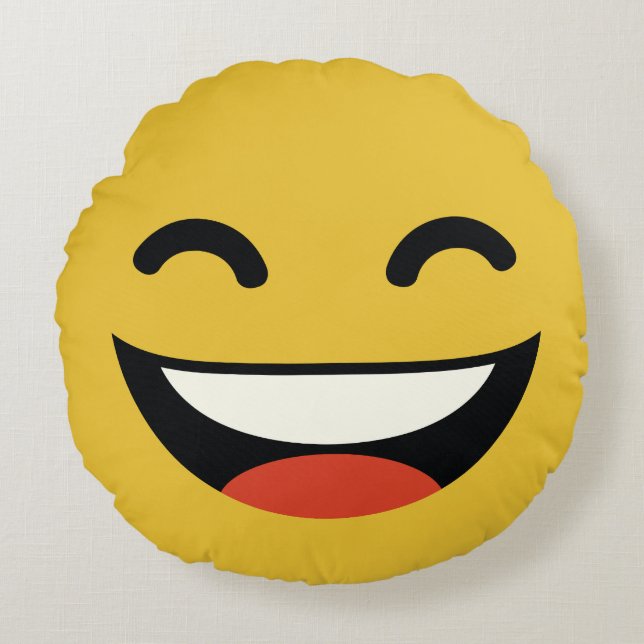 that's one happy dude emoji round pillow (Front)