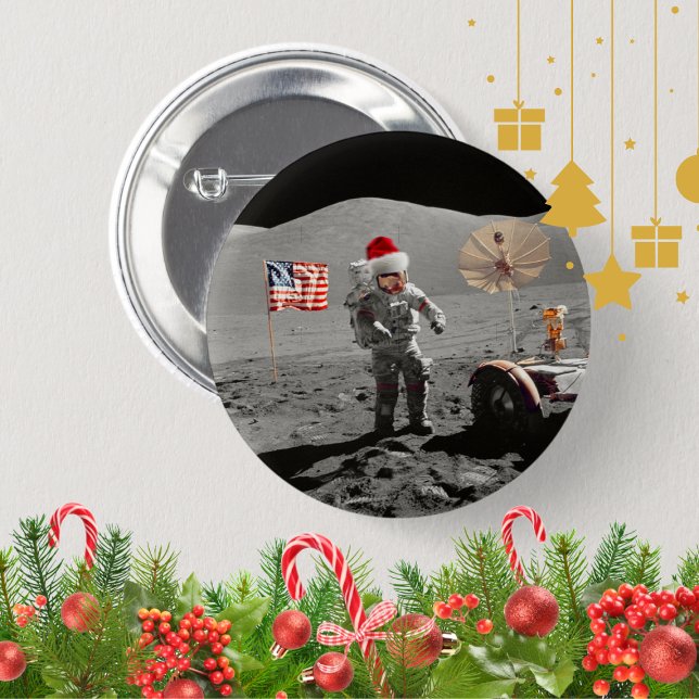 That's One Small Step for Santa Apollo 17  2 Inch Round Button (Creator Uploaded)