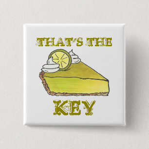 That's The Key Florida Green Lime Pie Slice Piece 2 Inch Square Button