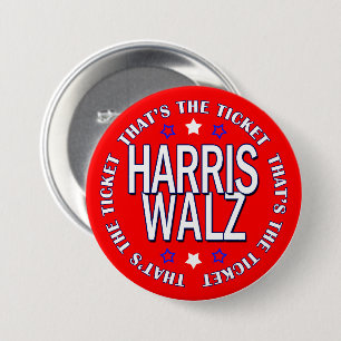 That's The Ticket Retro Harris Walz 2024 3 Inch Round Button