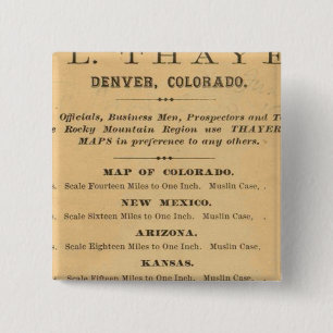 Thayer's map of Colorado 2 Inch Square Button
