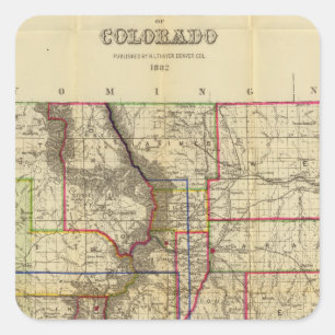 Thayer's map of Colorado 2 Square Sticker